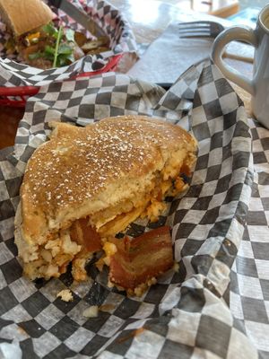 Breakfast special that weekend: the bacun n’ egg mmcgriddle   at Fern Cafe and Bakery in Victoria