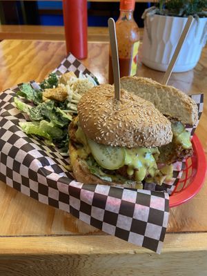 “Honey” mustard chickun burger   at Fern Cafe and Bakery in Victoria