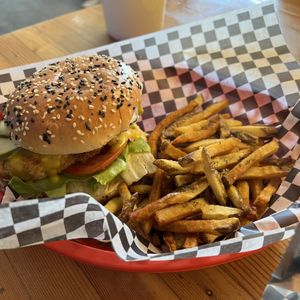 Honey mustard chicken burger  at Fern Cafe and Bakery in Victoria