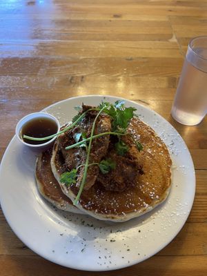 Chicken and Pancakes! Killer!!!!  at Fern Cafe and Bakery in Victoria