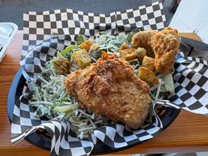 Fried chicken caesar salad at Fern Cafe and Bakery in Victoria