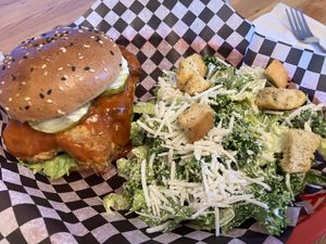 Buffalo burger  at Fern Cafe and Bakery in Victoria