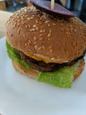 Cheeeese Burger at Fern Cafe and Bakery in Victoria