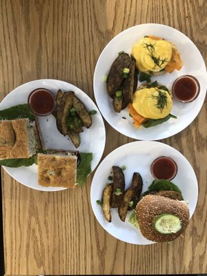 Eggs benny, veggie sandwich, burger at Fern Cafe and Bakery in Victoria