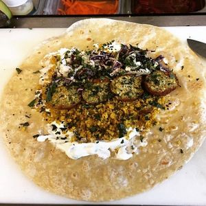 falafel burrito at The Station in Truckee