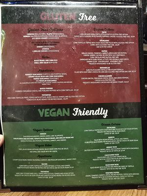 La Fogata vegan menu at La Fogata in Kenosha