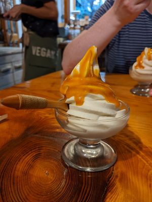 Ice cream with mango sauce at Ramuna in Nara