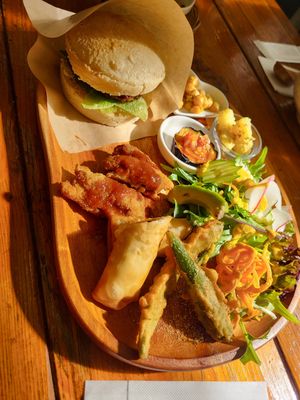 Hamburger plate - tasty! at Ramuna in Nara