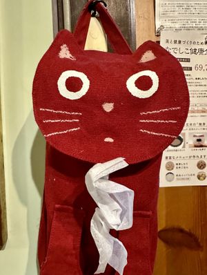 Cat tissue dispenser   at Ramuna in Nara