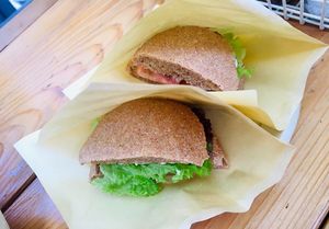 Vegan Burger, they bake their own bun at Ramuna in Nara