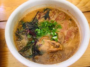 Sesame miso ramen made by rice  at Ramuna in Nara