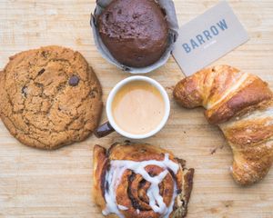 All pastries are vegan, made by CANELA vegan bakery at Barrow Coffee Roasters in Calgary