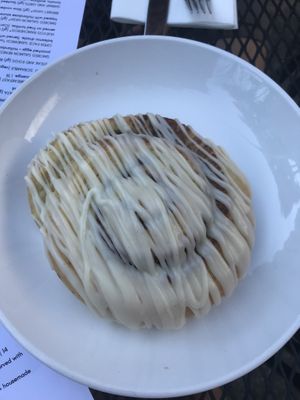 Big Ol Vegan Cinnamon Roll - highly recommend asking for it to be warmed up (comes out room temp) at Irregardless Cafe in Raleigh