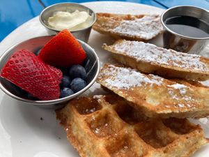 Vegan Belgian waffles at Irregardless Cafe in Raleigh