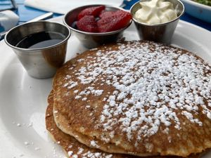 Vegan pancakes  at Irregardless Cafe in Raleigh