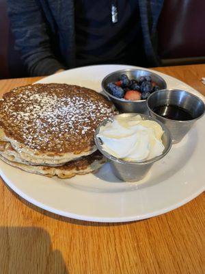 Pancakes. I didn’t try but I could tell waffles were the better choice    at Irregardless Cafe in Raleigh