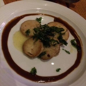 "scallops" dish (oyster mushrooms) at Irregardless Cafe in Raleigh