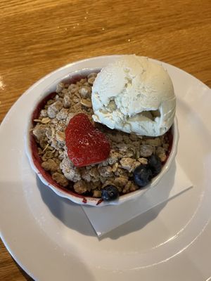 berry cobbler with vegan ice creamm  at Irregardless Cafe in Raleigh