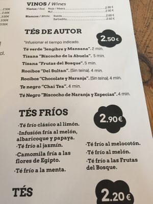 menu at La Vaca Atada in Cadiz