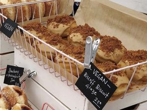 Vegan Biscoff biscuit glaze doughnuts (from their social media) at Proven Goods Co in Newcastle Upon Tyne
