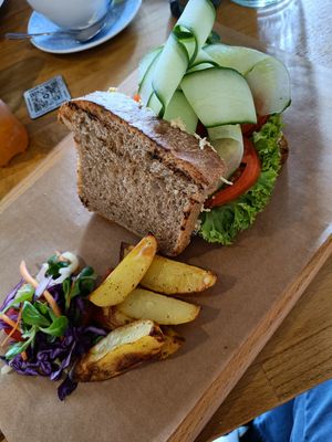Sandwich with tofu spread at Palmovka in Prague