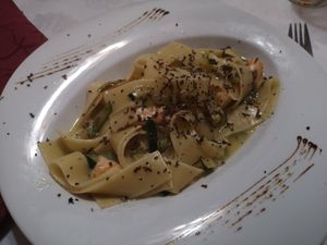 Vegan zuccini tagliatelle with truffle sauce at Ristorante Gourmet in Elche