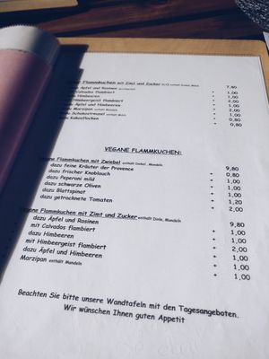 Inside the menu at Backblech in Neustadt An Der Donau