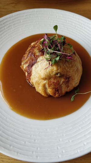 Chestnut mushroom, puy lentil and sun blush tomato wellington at Westbrook Inn in Chippenham