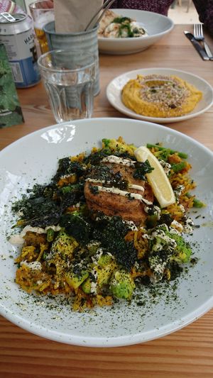 Vegan kedgeree (tofu) at Potager Garden Café in Falmouth