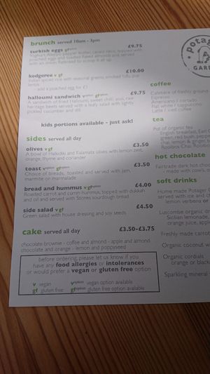 Menu changes weekly at Potager Garden Café in Falmouth