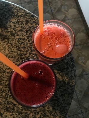 Lemonade with strawberry and black mullberry only in summer at Keyif Sanat Kahvesi in Usak