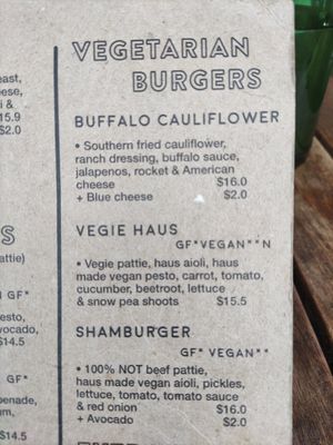 2021 updated menu at The Burger Haus in North Hobart