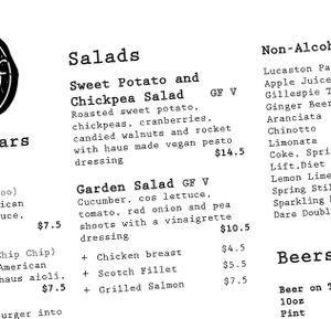 Burger Haus menu at The Burger Haus in North Hobart