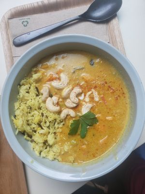 Sweet potato curry soup at Balance Deli in Frankfurt