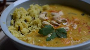 Sweet potato curry soup at Balance Deli in Frankfurt