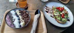 Accai bowl and avocado toast. at Balance Deli in Frankfurt