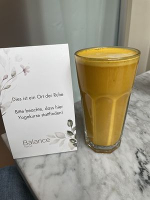 Golden Milk with almond  at Balance Deli in Frankfurt