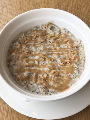 Overnight oats with peanut butter  #Veganuary at Eat Well Restaurant in Dubai