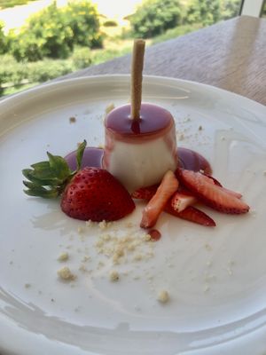 Strawberry pannacotta   at Eat Well Restaurant in Dubai