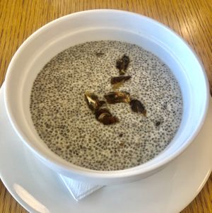 Date and cinnamon chia pudding   at Eat Well Restaurant in Dubai