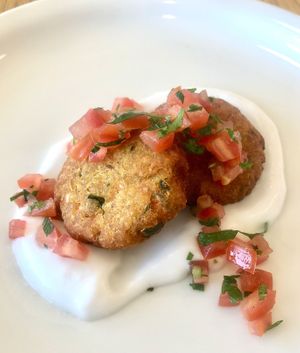Red lentil and carrot fritter   at Eat Well Restaurant in Dubai