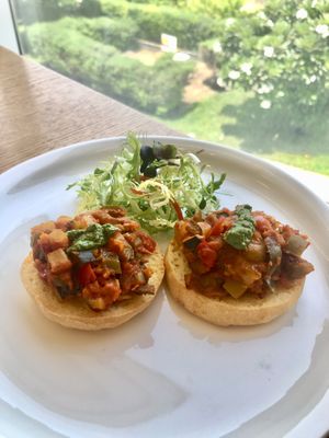 Ratatouille toast  at Eat Well Restaurant in Dubai