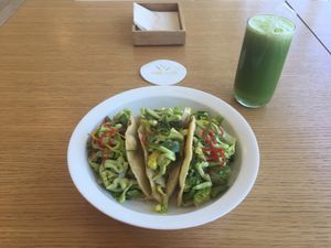 Vegan Tacos with gluten free tortillas.. at Eat Well Restaurant in Dubai