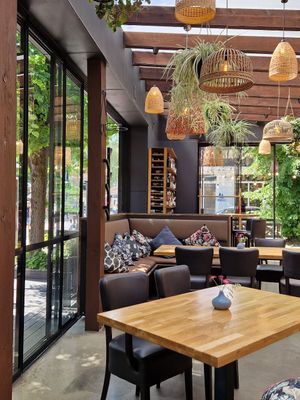 Restaurant interior (I was so hungry and food looked so good, I forgot to take a photo before I had nearly finished my burger) at House of Light in Jurmala