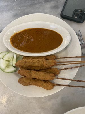 Satay sticks   at Lily's Vegetarian Cafe in Penang