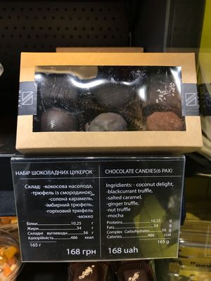 Chocolate candies at Mira Cafe in Kyiv