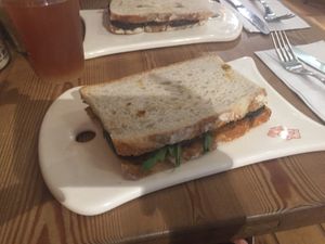 Sandwich with hummus and rukola at DXB - Pret A Manger - T1 - D in Dubai