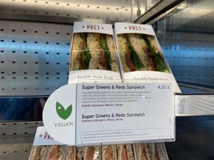 Only vegan meal - a boring lettuce sandwich   at Pret A Manger in Berlin