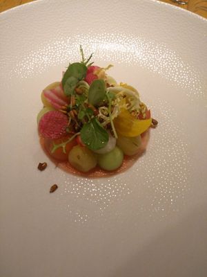 Marinated cherry tomatoes and melon at Restaurant Cepes in Otterlo
