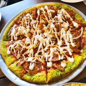 Pizza de chilaquiles  at Salvaxe.MX in Mexico City